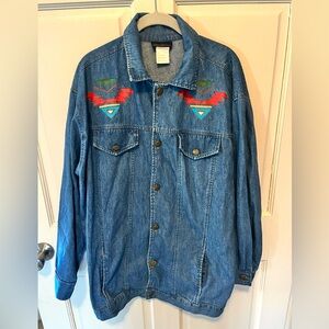 Vintage Hunters Run men’s denim jean Aztec button shirt size m medium southwest